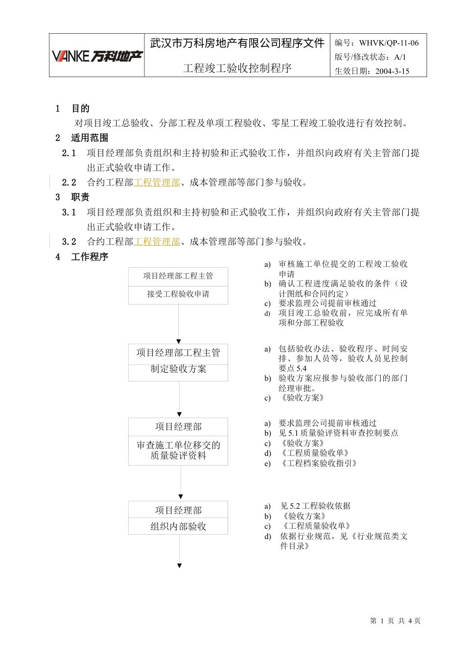 WHVK-QP-11-06工程竣工验收控制程序.docx_第1页