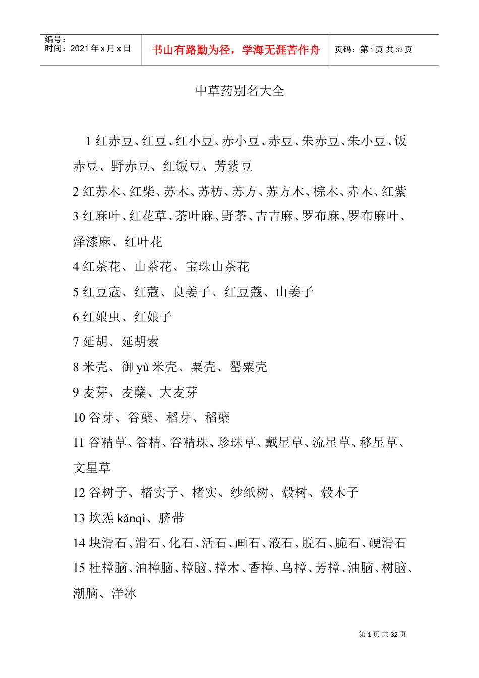 中草药别名大全(DOC32页).doc_第1页