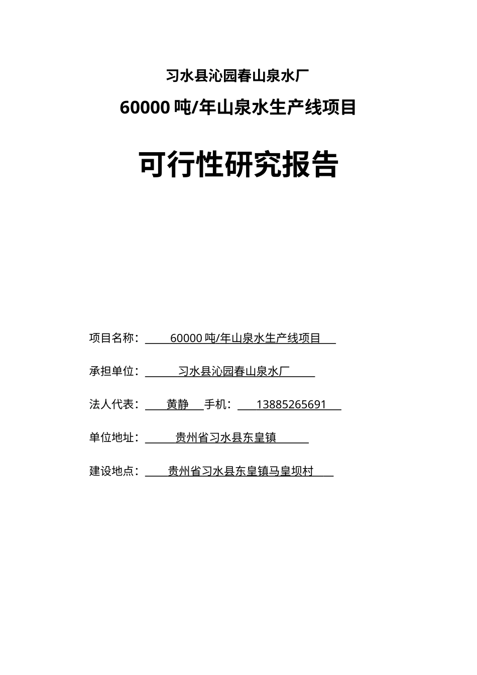矿泉水可行性研究报告.docx_第1页