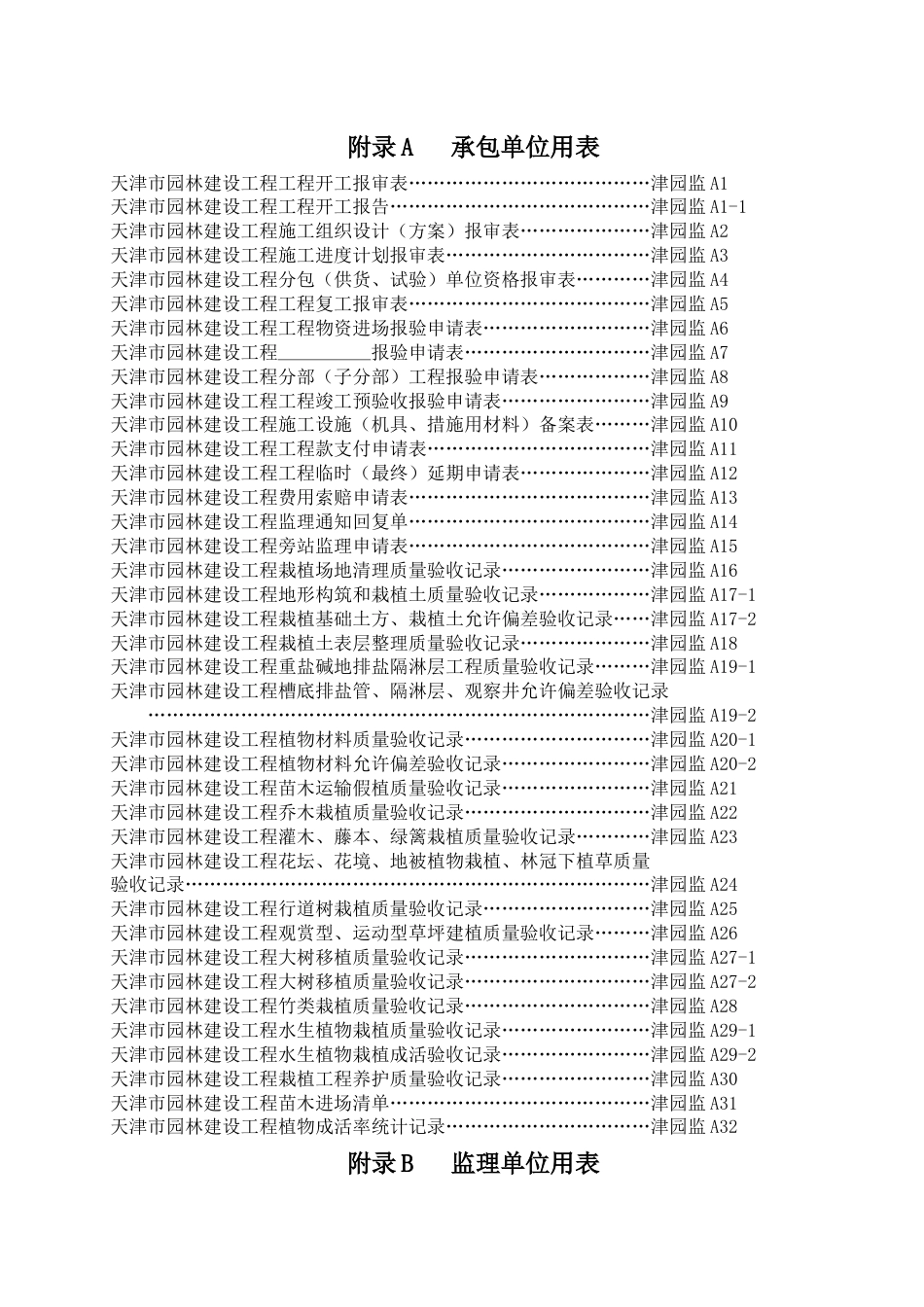 表格Y==天津市园林建设工程资料用表-和目录.docx_第1页